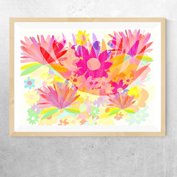 Sixties flower power framed print
