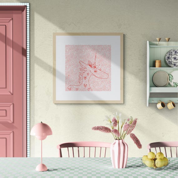 Unicorn square framed art print