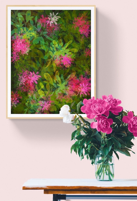 Tropical Pink Flowers framed art print