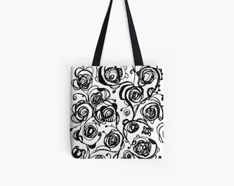 Black and white roses Tote bag