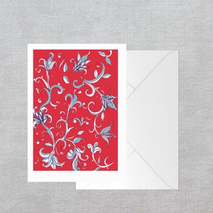 Red Lilies Greeting Card: Floral A6 Card, Blank Inside