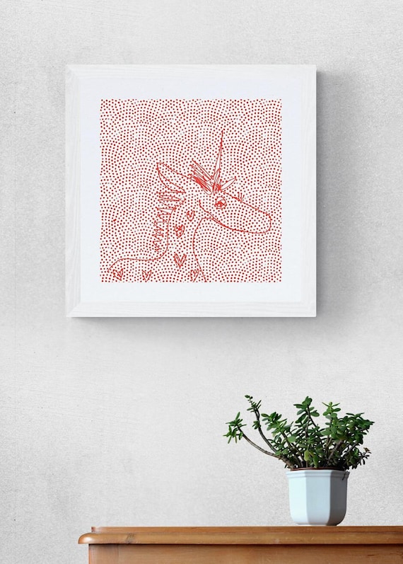 Unicorn art print framed