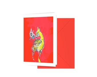 Yellow bird blank greeting card