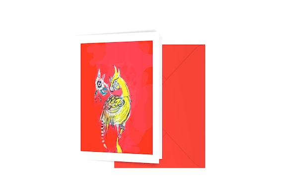 Yellow bird blank greeting card