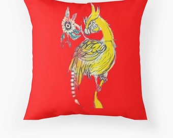 Yellow Bird cushion  fabric throw pillow with insert 41cm 16" home decor  homewares