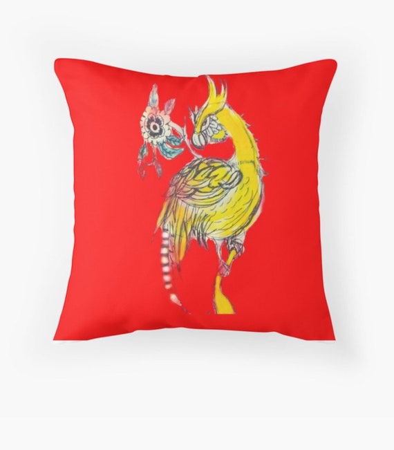 Yellow Bird cushion  fabric throw pillow with insert 41cm 16" home decor  homewares