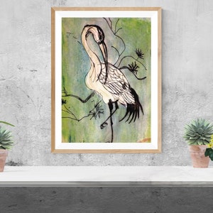 Crane framed art print