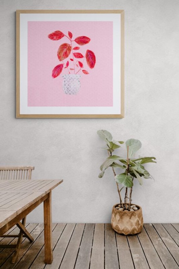 Red Plant in Pot framed art print