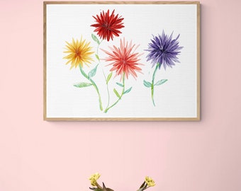 Dahlias floral  framed  art print