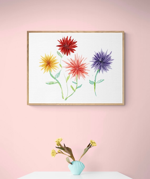 Dahlias floral  framed  art print