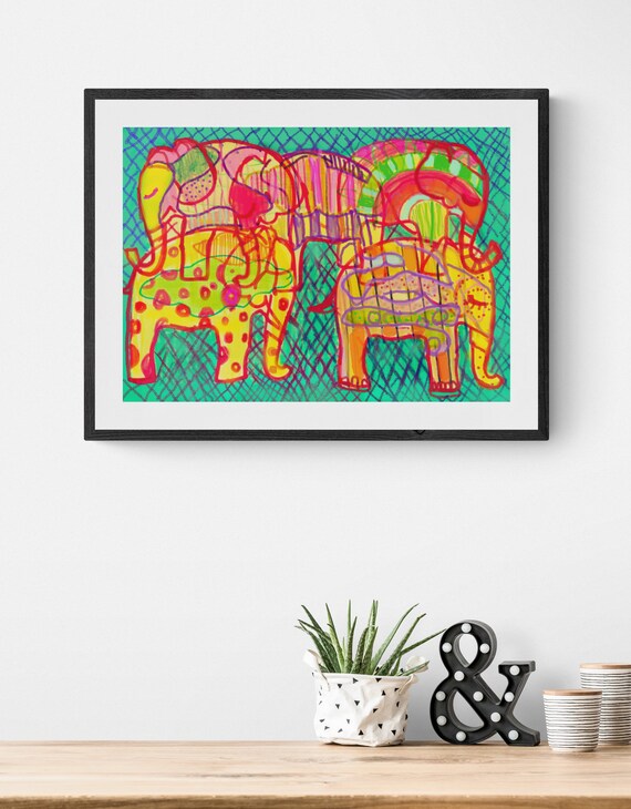 Elephants framed art print
