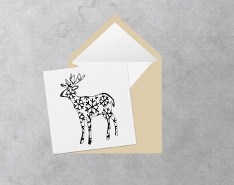 Black Reindeer square greeting card