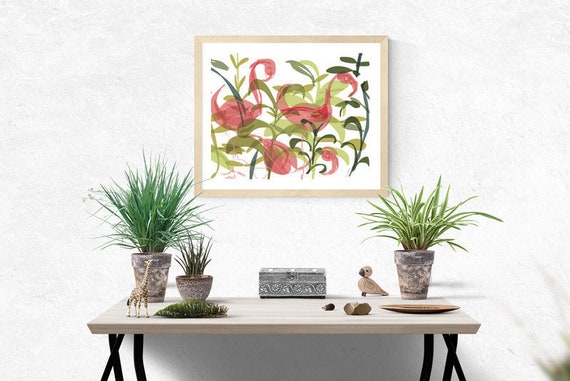 Pink Flamingo framed  art print