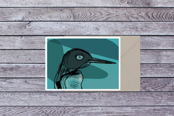 Polar eyes penguin blank greeting card