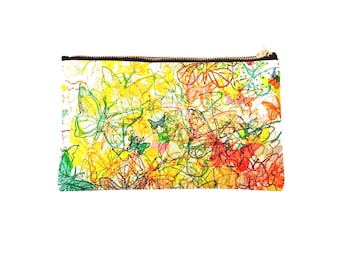 Colourful butterflies fabric pouch 24 x 15 cm