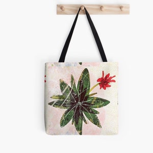 Red flower succulent Tote bag