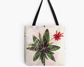 Red flower succulent Tote bag