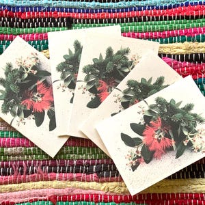 Paquete de 5 tarjetas con flores navideñas rojas