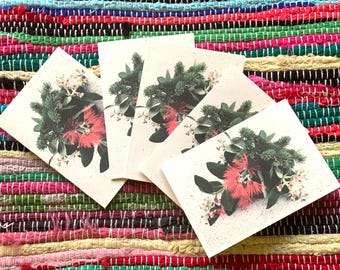 Red Christmas flowers cards pack of 5