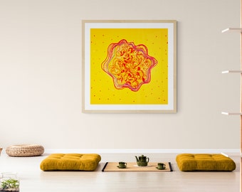 Yellow Mandala framed art print