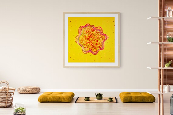 Yellow Mandala framed art print
