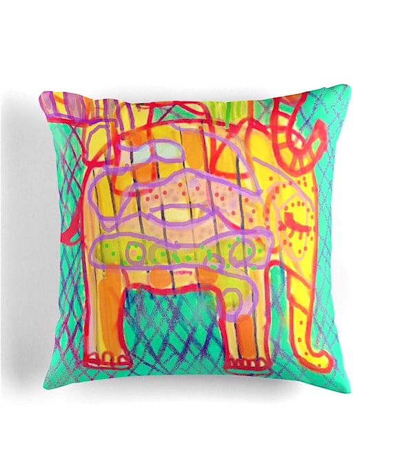 Elephant Throw Pillow home decor printed throw cushion 41x41cm 16"
