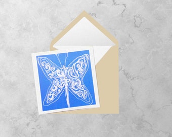 Purple wnd white butterfly square card