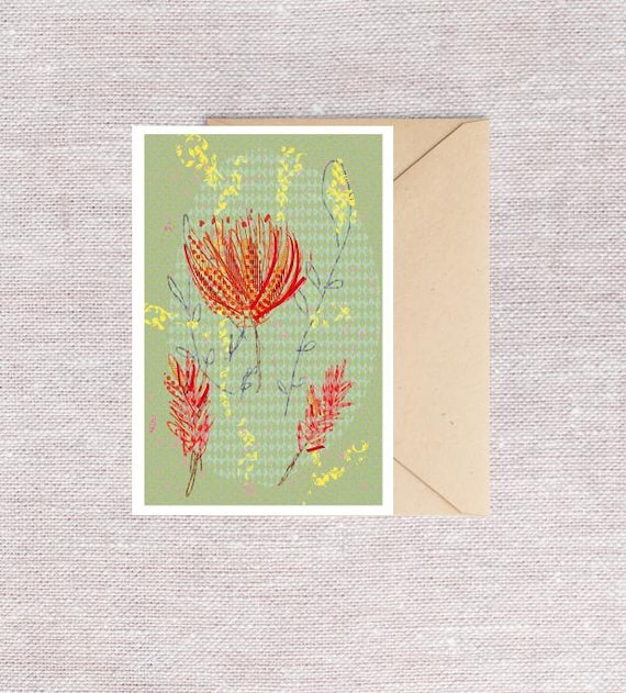 Wattle blank greeting card