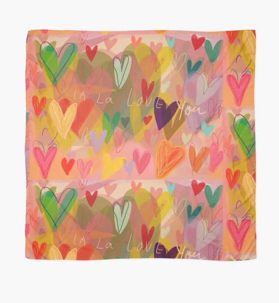 Heart Print Scarf: Lightweight Colorful Art Print