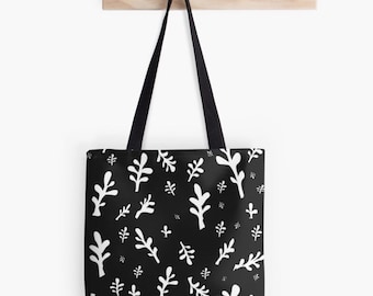 Black and white leaves Tote bag