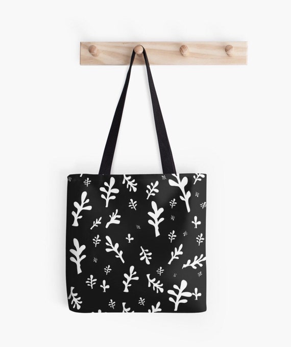 Black and white leaves Tote bag