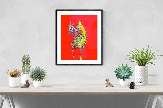 Posing Yellow Bird Framed Art Print