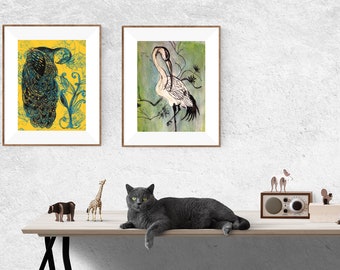Blue & Yellow Peacock framed print