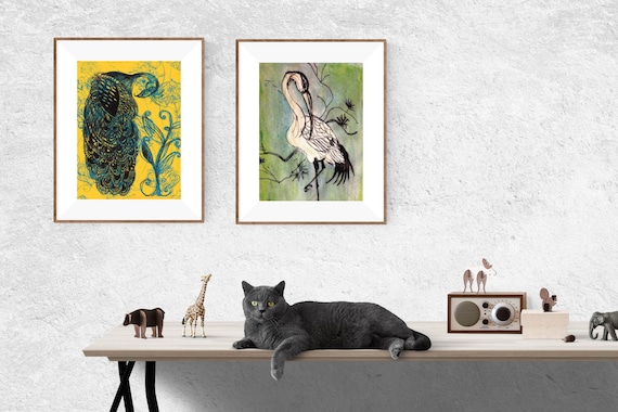 Blue & Yellow Peacock framed print