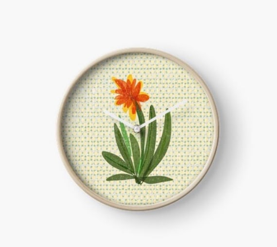 Orange Succulent  clock