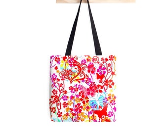 Pink and red butterflies Tote bag