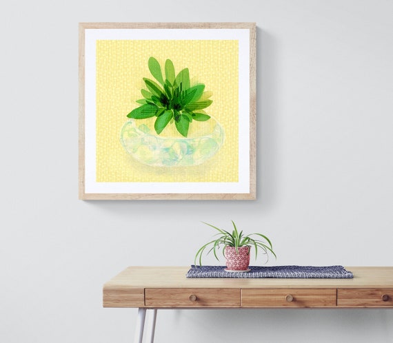 Succulents in bowl framed print