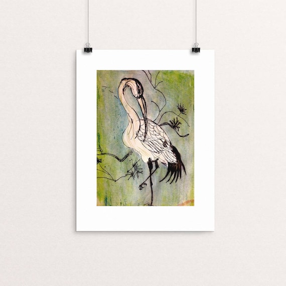 Crane bird giclée unframed print