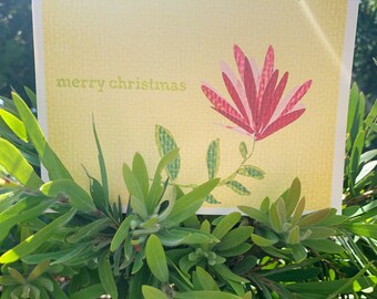 Merry Christmas flower greeting card A6 blank inside