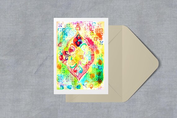 Ornate Lantern blank greeting card
