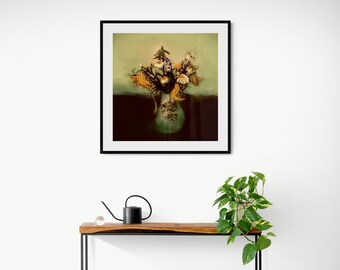 Daisies in vase Framed art print