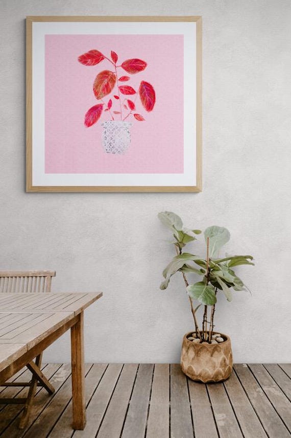 Red Plant  Art print framed
