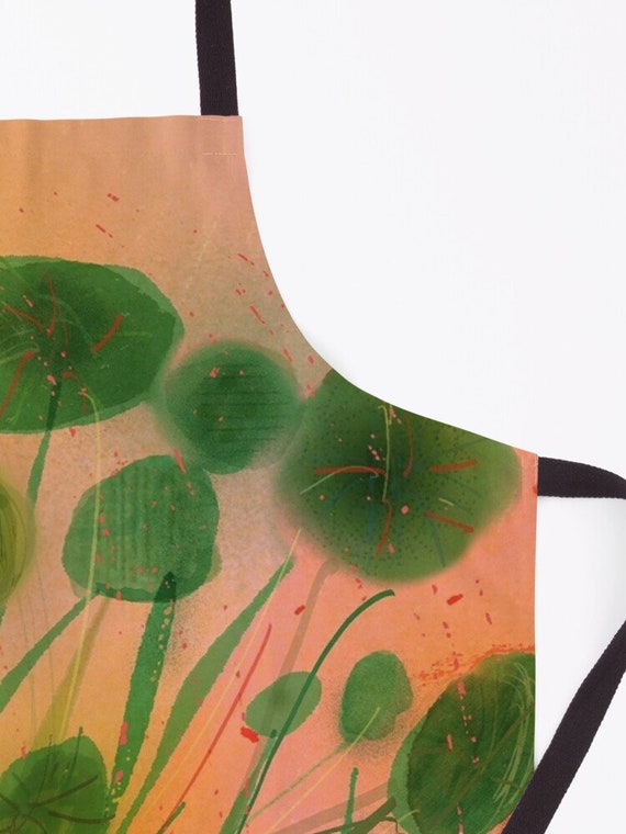Pilea Plant Apron: Botanical Print, Kitchen Art Studio
