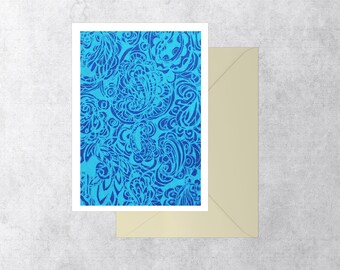 Blue Paisley A6 greeting card