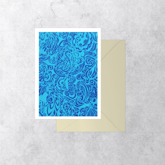 Blue Paisley A6 greeting card