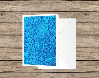 Blue Paisley A6 greeting card