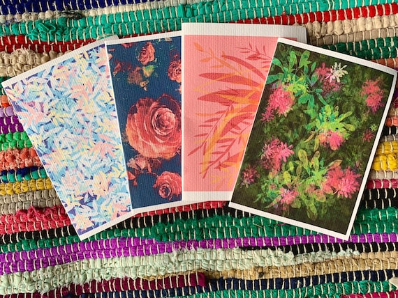 Flora and foliage  greeting cards pack of 4