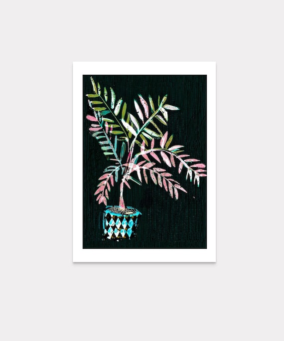 Black Date palm blank greeting card