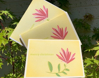 Christmas flower greeting cards pack of 10 Stationery set