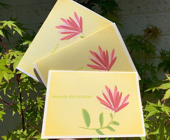 Christmas flower greeting cards pack of 10